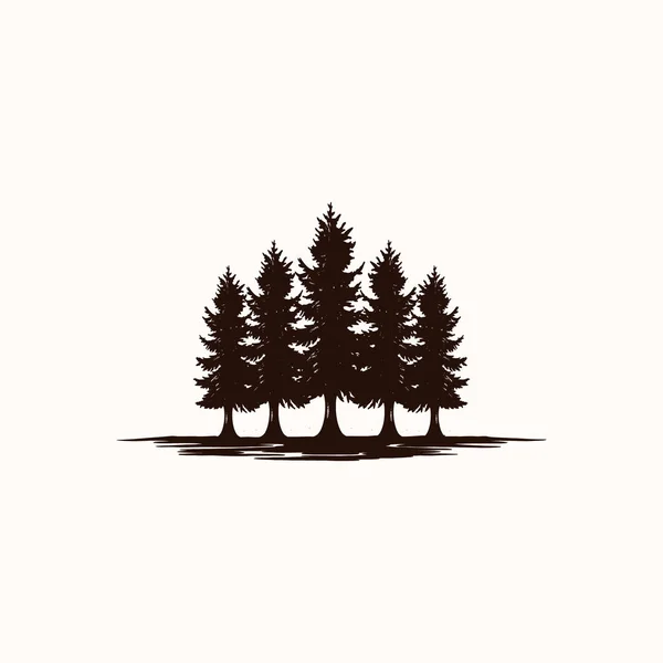 Ícono Del Árbol Pino Vintage Rústico Hipster Aislado Fondo Blanco — Vector de stock