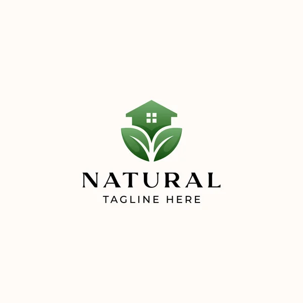 Green House Logo Template Isolated White Background Vector Illustration — ストックベクタ