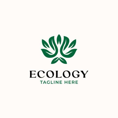 Yeşil Yaprak, Doğal Logo Şablonu Beyaz Arkaplanda İzole Edildi