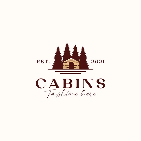 Kabin Vintage Konsept Logo Şablonu Beyaz Arkaplanda İzole Edildi