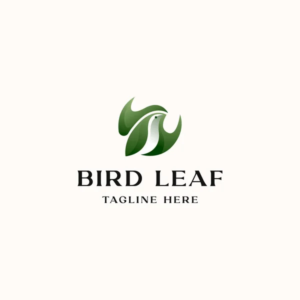 Plantilla Logotipo Pájaro Con Concepto Hoja Aislada Fondo Blanco — Vector de stock