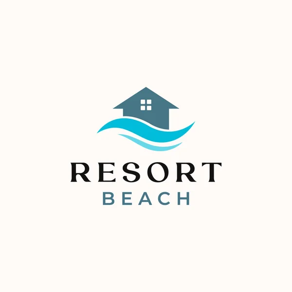 Palm Resort Logo Template Isolated White Background — 스톡 벡터