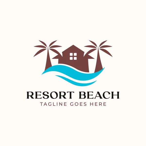 Palm Resort Logo Şablonu Beyaz Arkaplanda İzole Edildi
