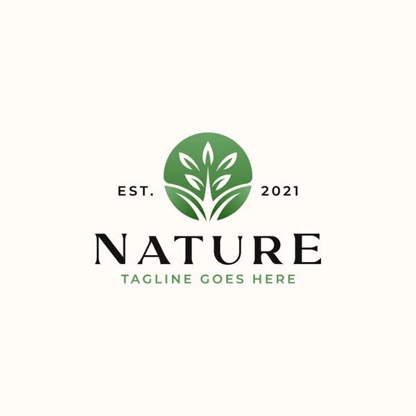 Leaf Green Gradient Nature Logo Template Isoliert Weißem Hintergrund — Stockvektor