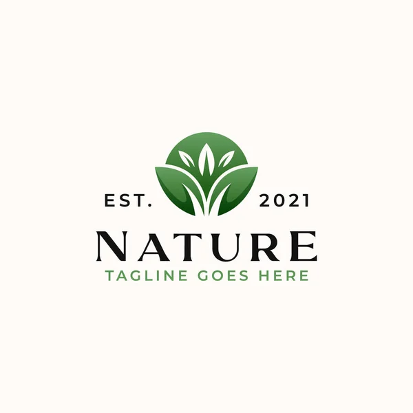 Leaf Green Gradient Nature Logo Template Isoliert Weißem Hintergrund — Stockvektor