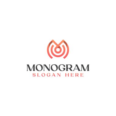 M Harfi Monogram Logo Şablon Vektör İllüstrasyonu