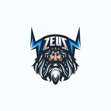 Zeus esport gaming mascot logo template for streamer team. esport logo design with modern illustration concept style for badge, emblem and tshirt printing