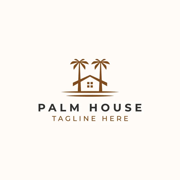 Palm Resort Logo Template Isolated White Background — Stock Vector