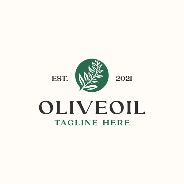Zeytin Yaprağı Logo Şablonu Beyaz Arkaplanda İzole Edildi