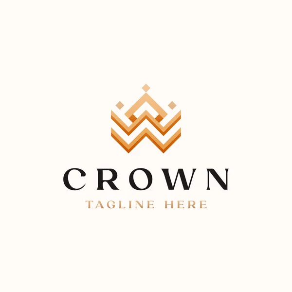 Crown Golden Gradient Color Monogram Logo Template Vector Illustration Isolated — 스톡 벡터