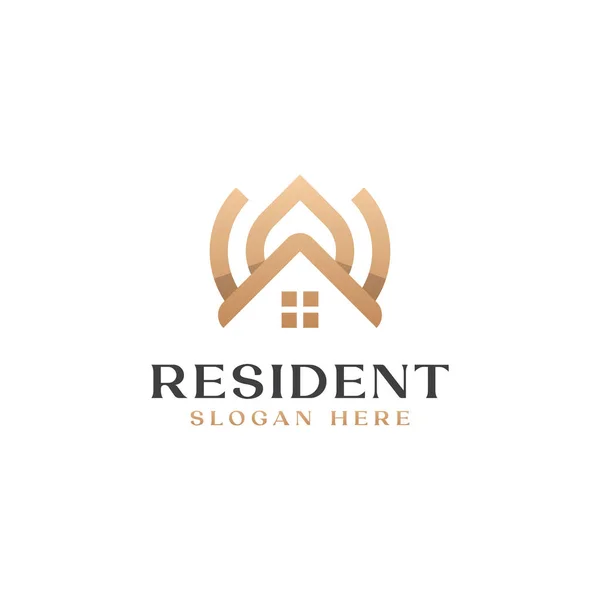 Roof House Monogram Logo Template Vector Illustration — 스톡 벡터