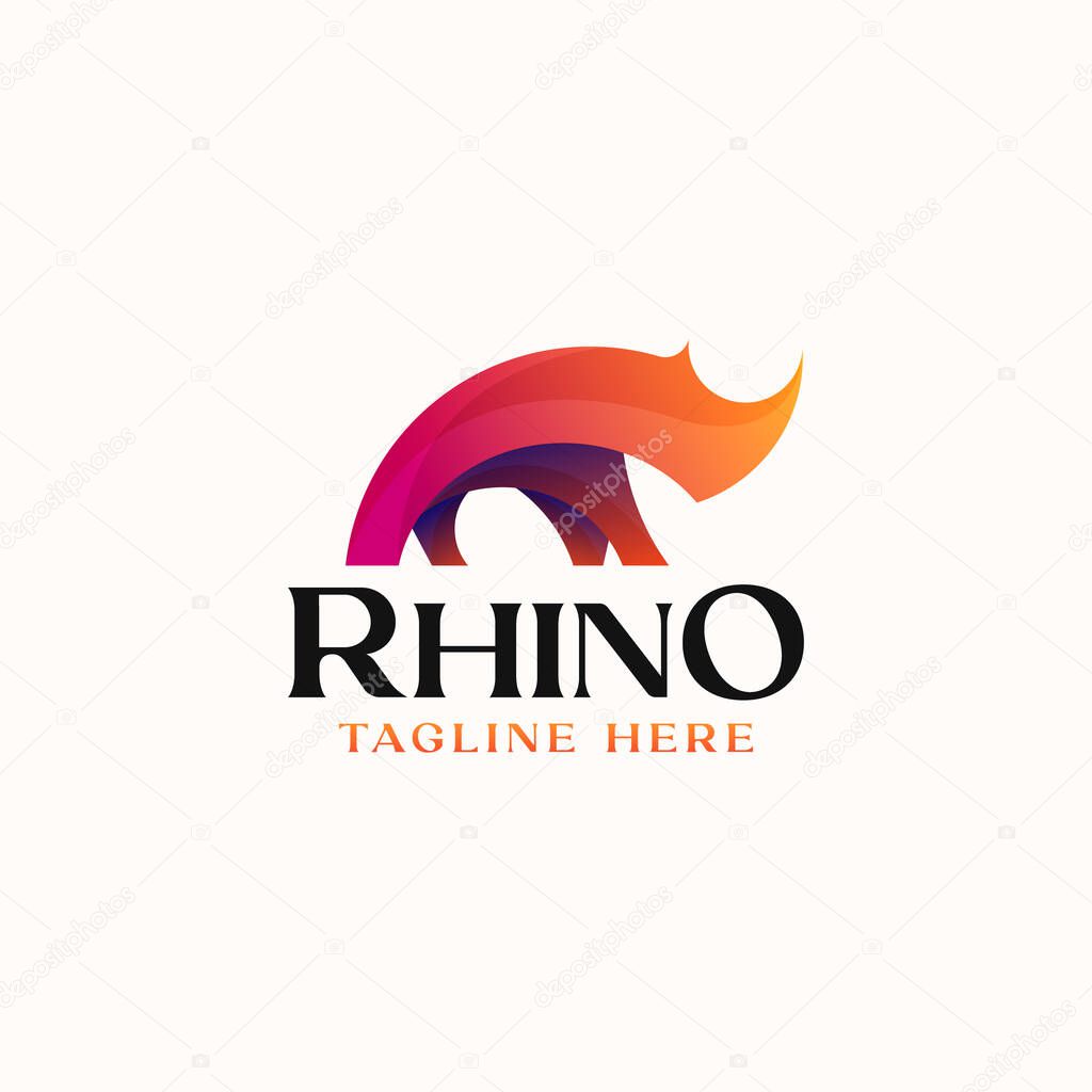 Gradient Rhino Logo Template Vector Logo Isolated in White Background