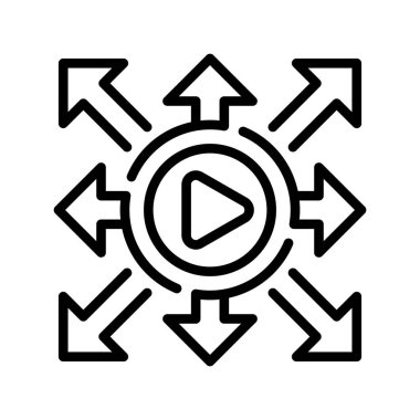 İçerik Dağıtım Hattı simgesi. Mobil konsept ve web tasarımı için doğrusal biçim işareti. Taslak vektör simgesi. Sembol, logo çizimi. Vektör grafiği