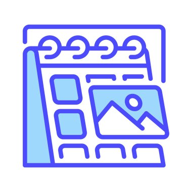 İçerik Takvimi çizgi simgesi. Mobil konsept ve web tasarımı için doğrusal biçim işareti. Taslak vektör simgesi. Sembol, logo çizimi. Vektör grafiği