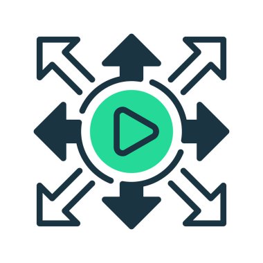 İçerik Dağıtım Hattı simgesi. Mobil konsept ve web tasarımı için doğrusal biçim işareti. Taslak vektör simgesi. Sembol, logo çizimi. Vektör grafiği