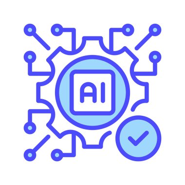 Yapay Zeka, Makine Öğrenme, Otomatik Test, Akıllı Teknoloji ve Dijital Denetleme için Yapay Zeka Kontrol Çizgisi Simgesi. Vektör İmzalama Simgesi.