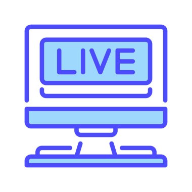 Live Streaming Line Icon, Outline Symbol for Online Broadcasting, Digital Events, Video Streaming, Virtual Conferences ve Social Media Live. Vektör İmzalama Simgesi.