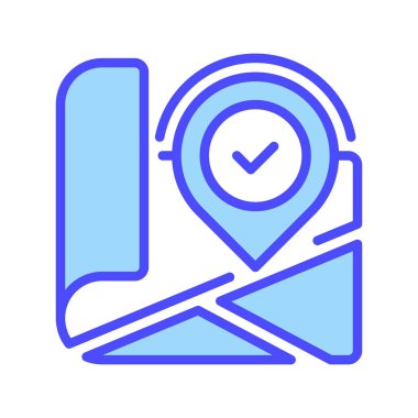 Harita Konum Çizgisi Simgesi, Olay Gezintisi için Taslak Sembol, GPS Yönlendirmeleri, Seyahat Planlama, Yer Bulucu ve Yer Tespit Servisi. Vektör İmzalama Simgesi.