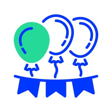 Parti Dekorasyon Hattı Simgesi, Etkinlik Biçimi, İç Tasarım, Parti Düzenlemeleri, Düğün Dekorasyonları ve Yaratıcı Konseptler. Vektör İmzalama Simgesi.