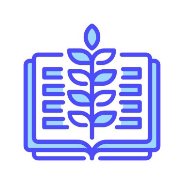 Eko Eğitim Çizgisi Simgesi, Çevre Bilinci Sembolü, Yeşil Öğrenme Programları, Sürdürülebilirlik Çalışmaları ve İklim Eğitimi. Vektör İmzalama Simgesi.