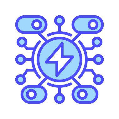 Enerji Kontrol Hattı Simgesi, Güç Yönetmeliği Ana Hattı, Akıllı İzleme, Enerji Verimliliği Yönetimi ve Yenilenebilir Güç İyimserleştirmesi. Vektör İmzalama Simgesi.