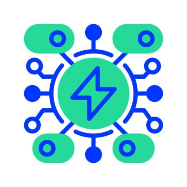 Enerji Kontrol Hattı Simgesi, Güç Yönetmeliği Ana Hattı, Akıllı İzleme, Enerji Verimliliği Yönetimi ve Yenilenebilir Güç İyimserleştirmesi. Vektör İmzalama Simgesi.