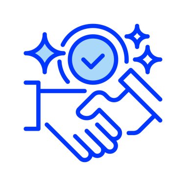 El sıkışma anlaşması çizgisi simgesi. Mobil konsept ve web tasarımı için doğrusal biçim işareti. Taslak vektör simgesi. Sembol, logo çizimi. Vektör grafiği