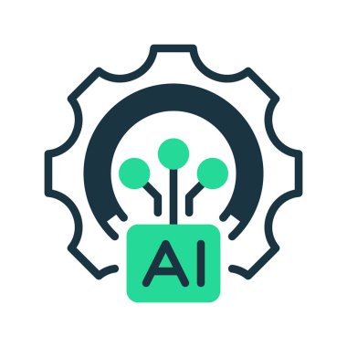 AI Line Icon, Yapay Zeka Taslak Sembolü, Makine Öğrenme, Akıllı Otomasyon, Bilişsel Sistemler ve Akıllı Teknoloji ile donanım. Vektör İmzalama Simgesi.