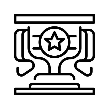 Ödül Töreni Çizgisi Simgesi, Tanıma Etkinlikleri Taslak Sembolü, İş Başarı Ödülü, Ödül Sunumları, Kurumsal Başarı ve Kazanan Anonslar. Vektör İmzalama Simgesi.