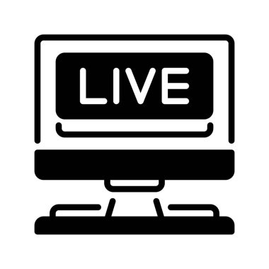 Live Streaming Line Icon, Outline Symbol for Online Broadcasting, Digital Events, Video Streaming, Virtual Conferences ve Social Media Live. Vektör İmzalama Simgesi.