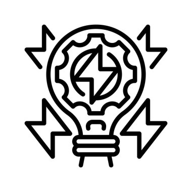 Enerji Verimlilik Çizgisi Simgesi, Sürdürülebilir Güç Taslak Sembolü, Düşük Enerji Tüketimi, Yeşil Teknoloji ve Çevre dostu Çözümler. Vektör İmzalama Simgesi.