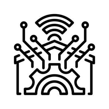 Smart Home Otomasyon Hattı Simgesi, IoT Kontrol Ana Hattı, Enerji Kurtarma Sistemleri, Bağlı Aygıtlar ve Modern Ev Teknolojisi. Vektör İmzalama Simgesi.