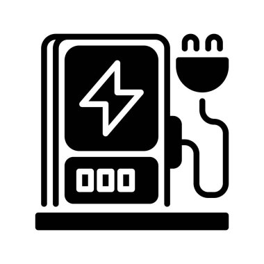 İstasyon Hattı Simgesi, Elektrik Araç Şarjı için Taslak Sembol, Pil Güç Aracı, EV Altyapı ve Yenilenebilir Enerji Şarjı. Vektör İmzalama Simgesi.