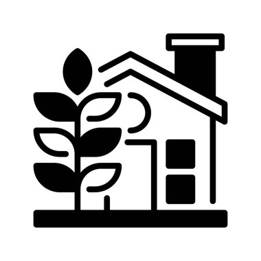 Yeşil Ev Çizgisi Simgesi, Sürdürülebilir Yaşam, Çevre dostu Mimarlık, Enerji Verimli Evler ve Çevresel Koruma Sembolü. Vektör İmzalama Simgesi.