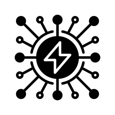 Smart Grid Line Icon, Gelişmiş Enerji Dağıtımı için Ana Şebeke, Akıllı Güç Sistemleri, Yenilenebilir Enerji Entegrasyonu ve Dijital Şebeke Teknolojisi. Vektör İmzalama Simgesi.