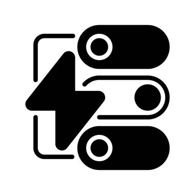 Enerji Kontrol Hattı Simgesi, Güç Yönetmeliği Ana Hattı, Akıllı İzleme, Enerji Verimliliği Yönetimi ve Yenilenebilir Güç İyimserleştirmesi. Vektör İmzalama Simgesi.