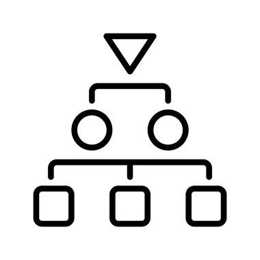 Takım Hiyerarşi çizgi simgesi. Mobil konsept ve web tasarımı için doğrusal biçim işareti. Taslak vektör simgesi. Sembol, logo çizimi. Vektör grafiği