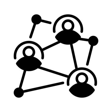 İşbirliği Ağı çizgi simgesi. Mobil konsept ve web tasarımı için doğrusal biçim işareti. Taslak vektör simgesi. Sembol, logo çizimi. Vektör grafiği