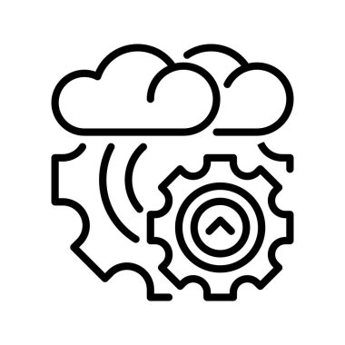 Cloud Line Icon, Cloud Computing için Ana Simge, Data Synchronization, Çevrimiçi Hizmetler, Ağ Depolama ve Uzaktan İşlemler. Vektör İmzalama Simgesi.