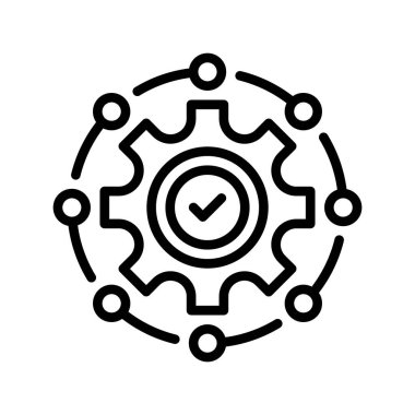 Dairesel Noktalar Çizgisi Simgesi, Veri İşleme Ana Simgesi, Bağlantı Durumu, Yükleme Göstergeleri, Sistem Etkinliği ve Ağ İlerlemesi ile Gear. Vektör İmzalama Simgesi.