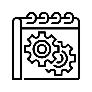 Takvim Çizgisi Simgesi, Çizelge Yönetimi Sembolü, Olay Planlama, Zaman Örgütü, Proje Tarihleri ve Operasyonel Zaman Çizelgeleri ile Gear. Vektör İmzalama Simgesi.