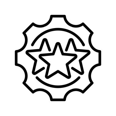 Star Line Simgesi, Premium Ayarları Taslak Sembolü, Favori Seçenekler, En İyi Performans, Kalite Güvencesi ve Başarı Durumu ile Gear. Vektör İmzalama Simgesi.