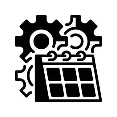 Takvim Çizgisi Simgesi, Çizelge Yönetimi Sembolü, Olay Planlama, Zaman Örgütü, Proje Tarihleri ve Operasyonel Zaman Çizelgeleri ile Gear. Vektör İmzalama Simgesi.