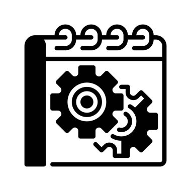 Takvim Çizgisi Simgesi, Çizelge Yönetimi Sembolü, Olay Planlama, Zaman Örgütü, Proje Tarihleri ve Operasyonel Zaman Çizelgeleri ile Gear. Vektör İmzalama Simgesi.