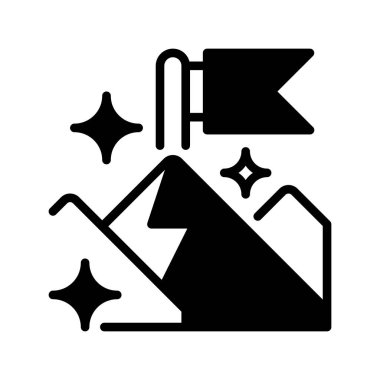 Misyon Çizgisi Simgesi, İş Amaçlı Ana Simge, Şirket Amacı, Stratejik Amaç, Çekirdek İnanç ve Organizasyonel Hedef. Vektör İmzalama Simgesi.