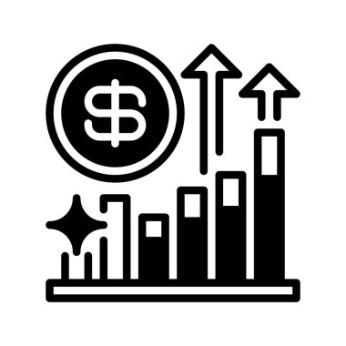 Yatırım Büyüme Çizgisi Simgesi, Mali Planlama, Varlık Yönetimi, Servet Binası, Portföy Genişlemesi ve İade İyimserliği için Ana Simge. Vektör İmzalama Simgesi.