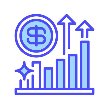 Yatırım Büyüme Çizgisi Simgesi, Mali Planlama, Varlık Yönetimi, Servet Binası, Portföy Genişlemesi ve İade İyimserliği için Ana Simge. Vektör İmzalama Simgesi.