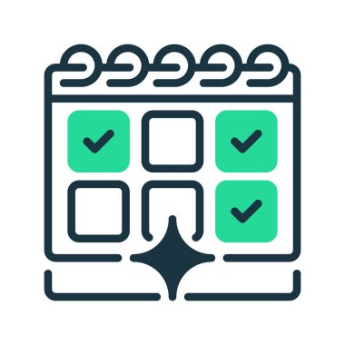 Takvim Satır Simgesi, Çizelge Planlama, Olay Planlama, Zaman Yönetimi, Randevu İzleme ve Günlük Organizasyon Sembolü. Vektör İmzalama Simgesi.