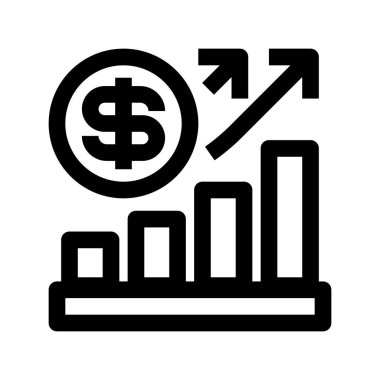 Chart Up Line Icon, Outline Symbol for Finansal Büyüme, Performans İzleme, Gelir Analizi, Piyasa Geliştirme ve Veri İzleme. Vektör İmzalama Simgesi.