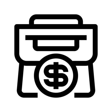 Evrak çantası Dolar Çizgisi Simgesi, Finans Yönetimi için Taslak Sembol, İş Fonu, Şirket Bütçesi, Gelir Operasyonları ve Kâr Yönetimi. Vektör İmzalama Simgesi.
